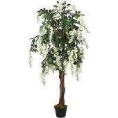 vidaXL Kunstplant wisteria 840 bladeren 120 cm groen en wit