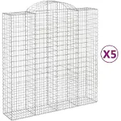 vidaXL Gabionen met boogvorm, 5 stuks, 200x50x200/220 cm, verzinkt staal