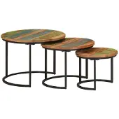 vidaXL Tafeltjesset 3 st massief gerecycled hout