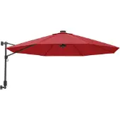 vidaXL Wandparasol met LEDs 290 cm felrood