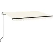 vidaXL Luifel handmatig uittrekbaar met LED 400x350 cm crèmekleurig