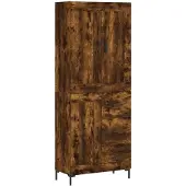 vidaXL Hoge kast 69,5x34x180 cm bewerkt hout gerookt eikenkleurig