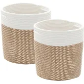 vidaXL Opbergmanden 2 st Ø 28x28 cm katoen bruin en wit
