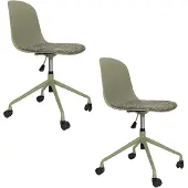 Housecraft living draaibare bureaustoelen Roxanne met wielen - groen (set van 2)