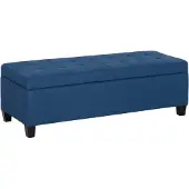 HOMCOM Opbergottoman Polyester, Eucalyptushout 125L x 49B x 41,5H cm Blauw