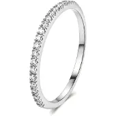 LGT JWLS Zilverkleurige Smalle Damesring met Rij Zirkonia - 19mm