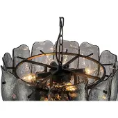Ptmd Vila Gunmetal Glass Hanging Lamp Round S