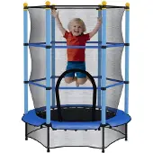 Happiq Kindertrampoline Ø140 cm – Tuintrampoline voor Kinderen 3-10 Jaar – Blauw