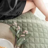 Markizeta Decoratieve spread 220x240 cm - Visgraat patroon, groen-grijs