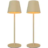 LEDVION – 2x Oplaadbare Tafellamp Nyra – LED - Beige – Dimbaar – IP54 – USB