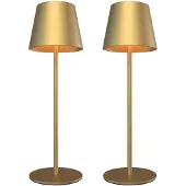LEDVION – 2x Oplaadbare Tafellamp Nyra – LED - Goud – Dimbaar – IP54 – USB