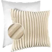 ANRO Sierkussen Crème 50x50 cm - Ribfluweel - Inclusief vulling