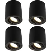 LEDVION - 4X LED Opbouwspots - Dimbaar - 5W - 2700K - Zwart