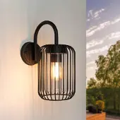LEDVION - LED Wandlamp - E27 - IP44 - Zwart