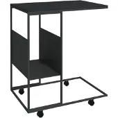 vidaXL Bijzettafel met wielen, zwart, 55x36x63,5 cm, houtvezel