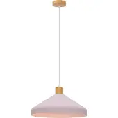 Olucia - FREDDIE - Hanglamp - Roze / Hout - Vorm: Rond