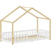 En.casa Kinderbed Treviolo huisbed 90x200 cm wit en naturel []