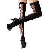 Cottelli Collection Stockings - jarretelloze netkousen tot boven de dij (zwart) - S/M