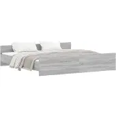 vidaXL Bedframe met hoofd- en voeteneinde grijs sonoma 200x200 cm