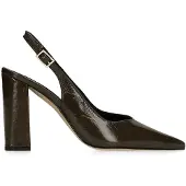 Manfield Donkergroene leren slingbacks | Maat 40