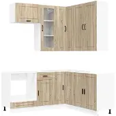 vidaXL Keukenelement PORTO, 8 stuks, Sonoma-eikenhout fineer