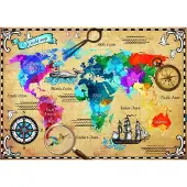 Bluebird Puzzle kleurrijke wereldkaart legpuzzel - 2000 stukjes.