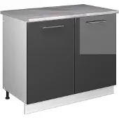 Vicco Wastafelkast Fame-Line Antraciet Hoogglans/Wit 100 cm, WB Marmer, Model 61904