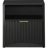 MODFU -Bedtafel-Zwart-Rillenstructuur-Met Open Vak-En Lade-Gouden Handgreep