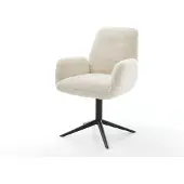 DELIFE Draaistoel Zoa-Flex pluchen crème-wit kruispoot zwart 360° draaibaar rocker-functie pocketveer kern