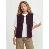 JJXX GIRL rechtvallend teddy gilet - donkerrood Effen - maat 152