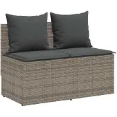 vidaXL 3-delige tuinset met kussens, grijs, polyrotan