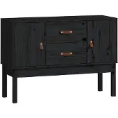 vidaXL Dressoir 110x40x78 cm massief grenenhout zwart