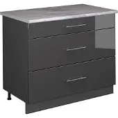 Vicco Keukenonderkast Fame-Line Antraciet Hoogglans/Antraciet 100 cm, WB Marmer, Model 62011