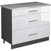 Vicco Keukenonderkast Fame-Line, Wit Hoogglans/Antraciet, 100 cm, WB Marmer