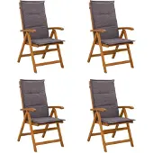 vidaXL Ligstoelen voor Tuin 4 st Naturel Massief Acacia Hout