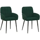 vidaXL Eetstoelen 2 st fluweel Donkergroen 56.5 x 50 x 85 cm