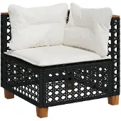 vidaXL 8-delige tuinmeubelset met kussens, zwart, polyrotan