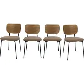 CALICOSY - Set van 4 stoelen in taupe ribbelstof B44 cm - NOAN