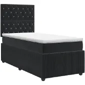 vidaXL Boxspringbed met matras Zwart 100 x 200 cm Fluweel