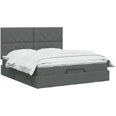 vidaXL Ottoman bed met matras Donkergrijs 180 x 200 cm Stof