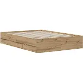vidaXL Bedombouw met opslag Artisan eiken 120 x 200 cm Bewerkt hout