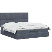 vidaXL Ottoman bed met matras Donkergrijs 180 x 200 cm Fluweel