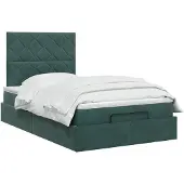 vidaXL Ottoman bed met matras Donkergroen 120 x 200 cm Fluweel