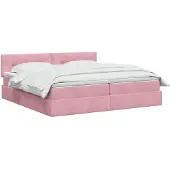 vidaXL Opbergbed met hoofdeinde Roze 200 x 200 cm Fluweel