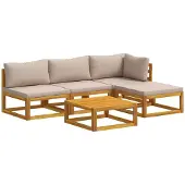 vidaXL Bankstel 5 st Naturel Massief Acacia Hout