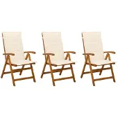 vidaXL Ligstoelen voor Tuin 3 st Naturel Massief Acacia Hout
