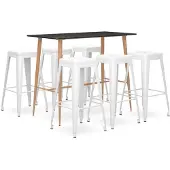 vidaXL 7-delig barset, zwart en wit