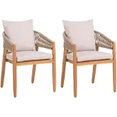 Beliani MARZAMEMI - Set van 2 tuinstoelen - Lichtgrijs - Acaciahout