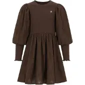 Like Flo korte gebloemde A-lijn jurk met borduursels - donkerbruin Meisjes Viscose Ronde hals - maat 128
