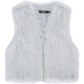 Like Flo rechtvallend gilet - lichtgrijs Meisjes Imitatiebont Openvallende hals - maat 122/128